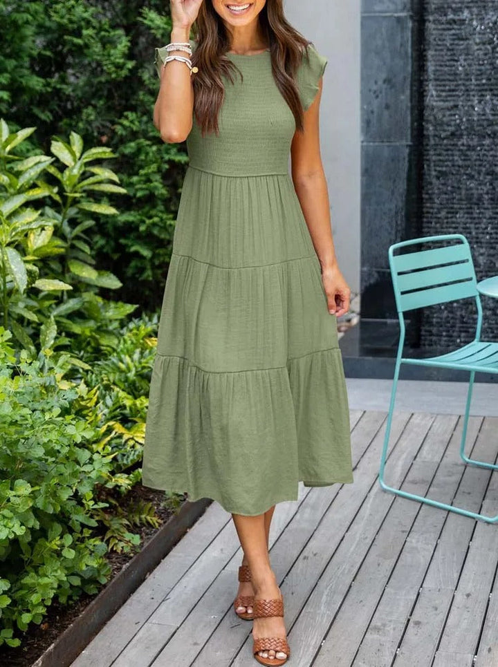 MEGHAN | Elegantes Kleid mit Bauchbedeckung und langen Ärmeln