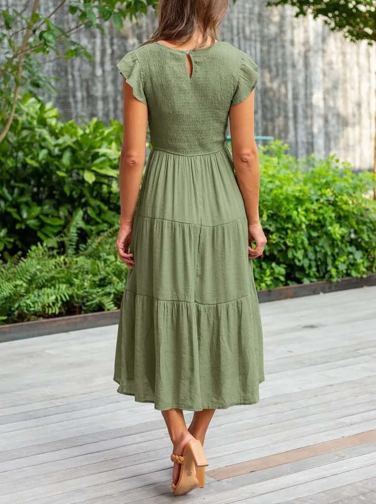 MEGHAN | Elegantes Kleid mit Bauchbedeckung und langen Ärmeln