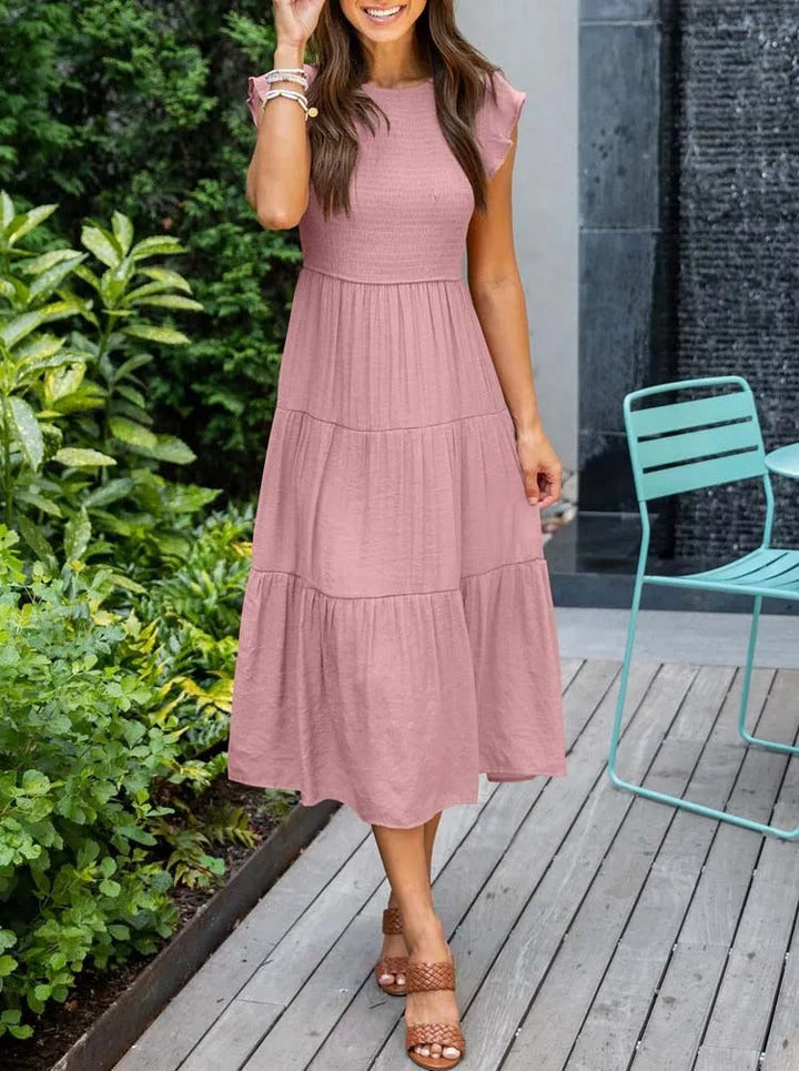 MEGHAN | Elegantes Kleid mit Bauchbedeckung und langen Ärmeln