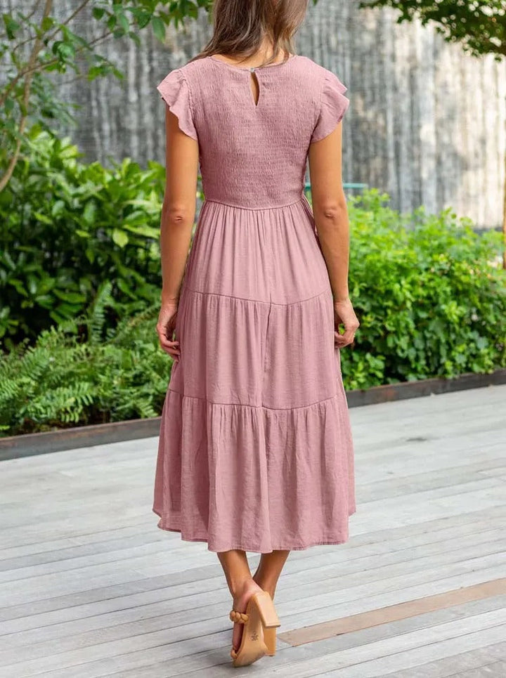 MEGHAN | Elegantes Kleid mit Bauchbedeckung und langen Ärmeln