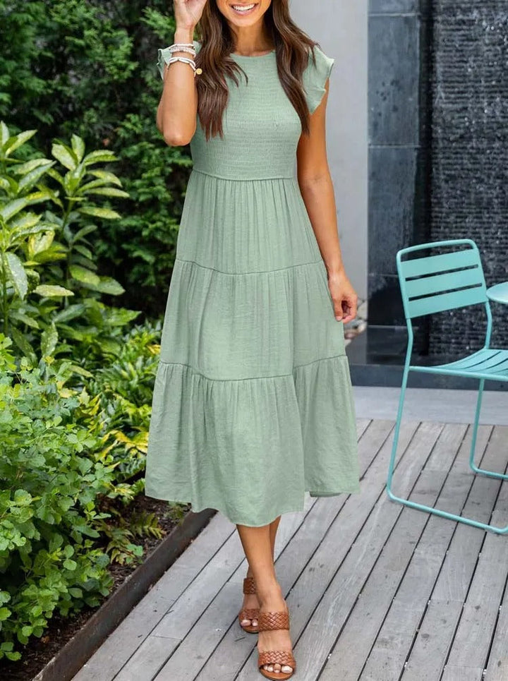 MEGHAN | Elegantes Kleid mit Bauchbedeckung und langen Ärmeln