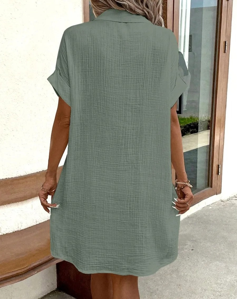 Fenna | Mühelose Knopfkleid für Damen mit kurzen Ärmeln