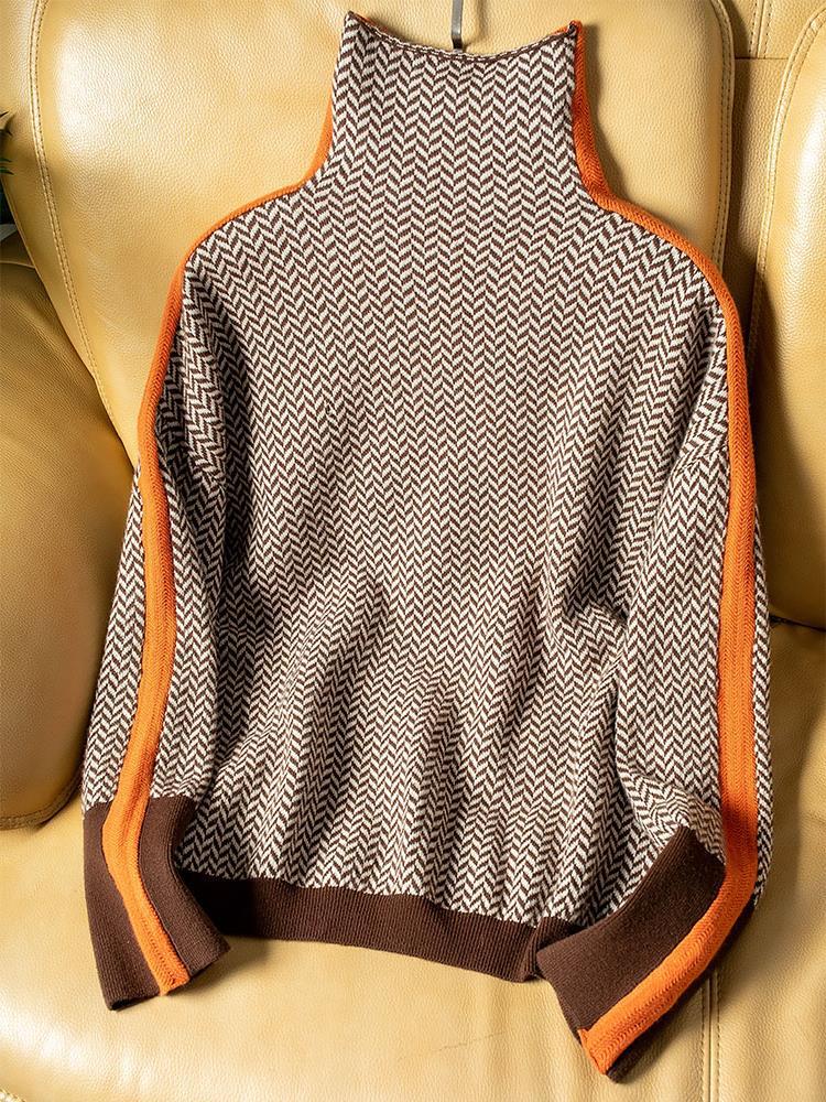 Clara | Gestreifter Rollkragenpullover für Damen mit langen Ärmeln und Streifen