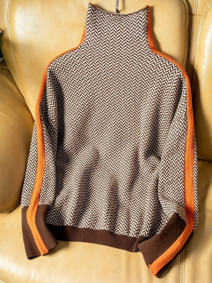 Clara | Gestreifter Rollkragenpullover für Damen mit langen Ärmeln und Streifen