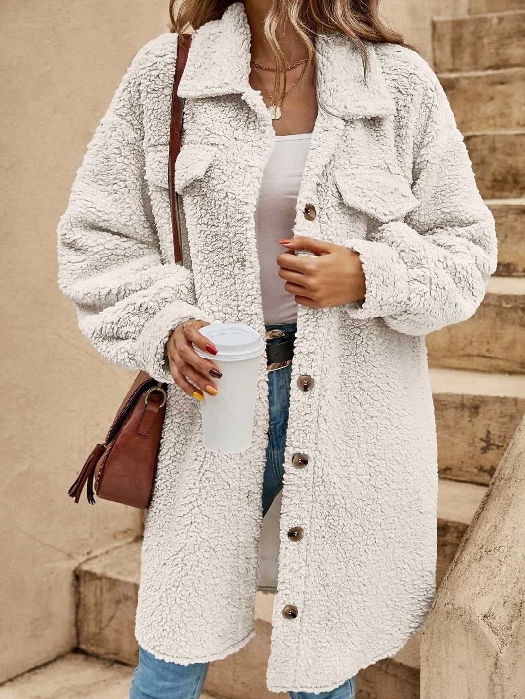 Helena | Damen Mantel mit Hemdkragen und Brusttaschen