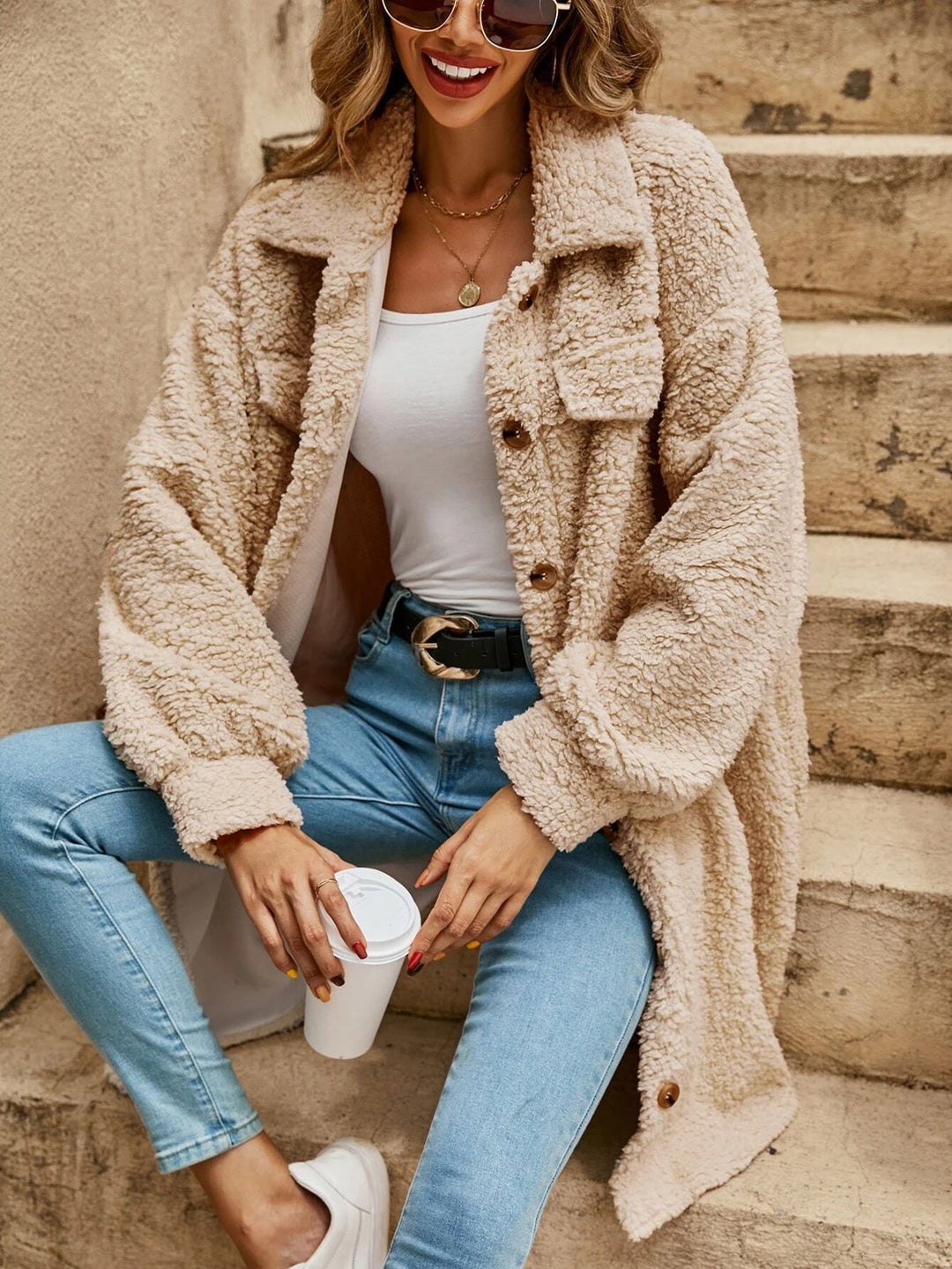 Helena | Damen Mantel mit Hemdkragen und Brusttaschen