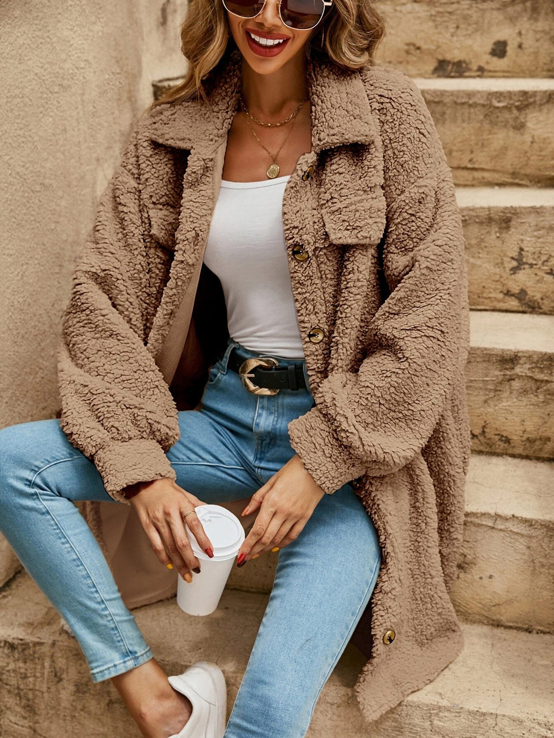 Helena | Damen Mantel mit Hemdkragen und Brusttaschen