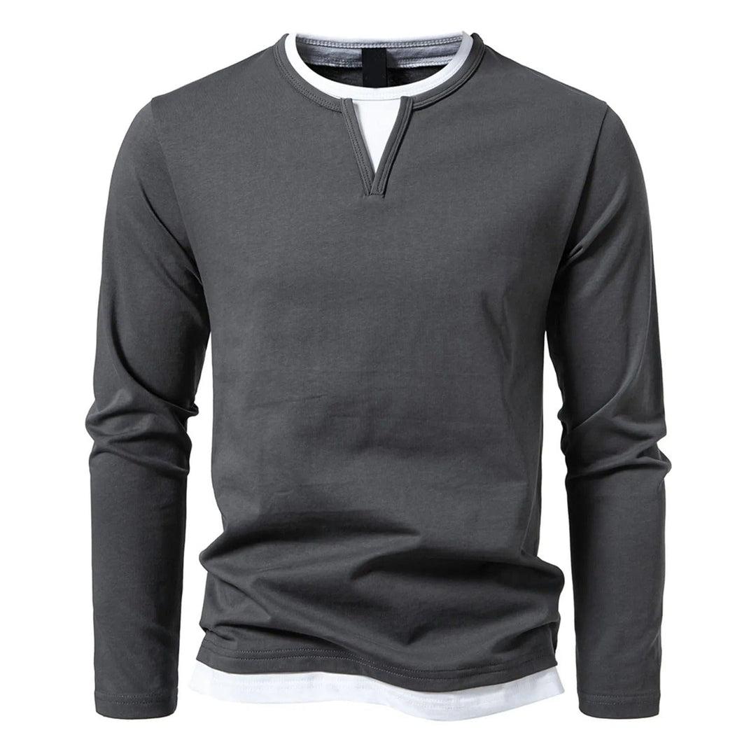 Jacob | Langarm Henley Pullover für Herren mit V-Ausschnitt
