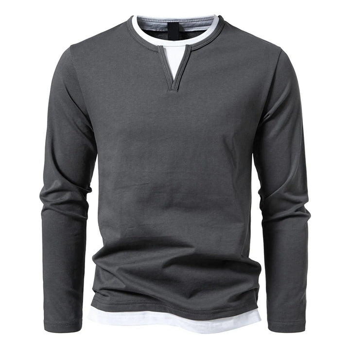 Jacob | Langarm Henley Pullover für Herren mit V-Ausschnitt