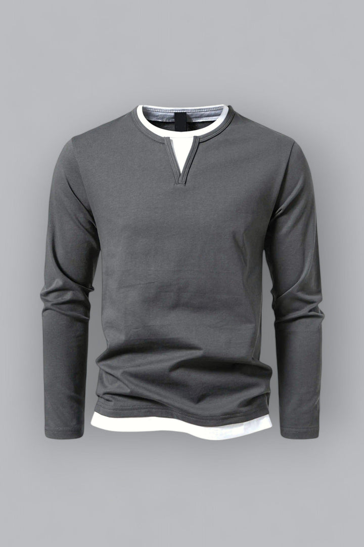 Jacob | Langarm Henley Pullover für Herren mit V-Ausschnitt