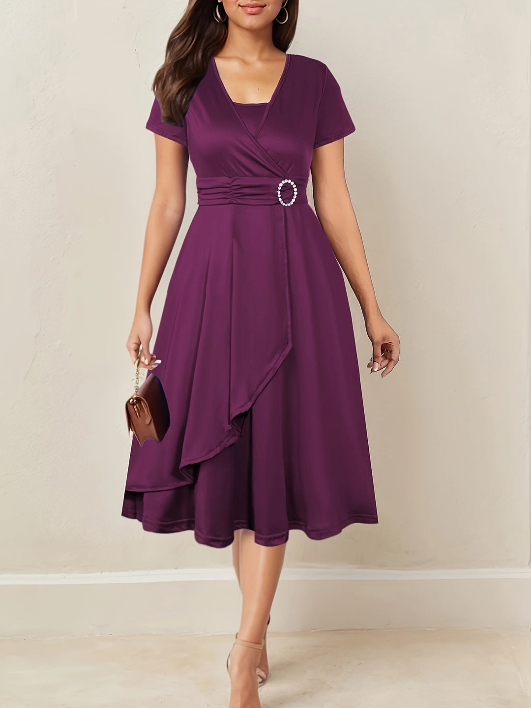 Hilda | Elegantes Abendkleid für Damen mit Strass-V-Ausschnitt