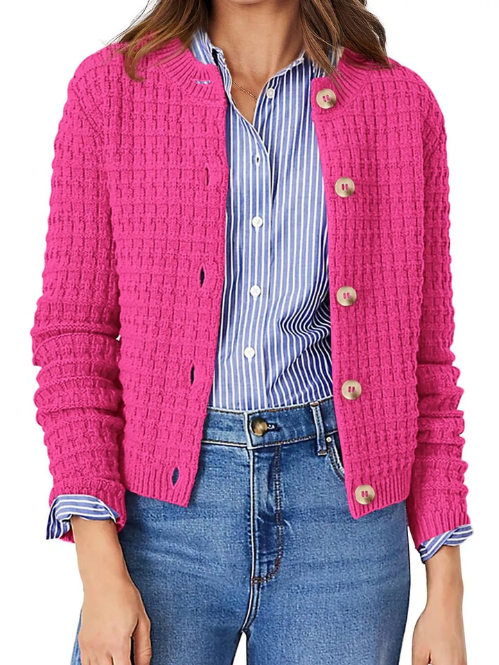 Harper | Strickjacke für Damen mit Knopfleiste und Rundhalsausschnitt
