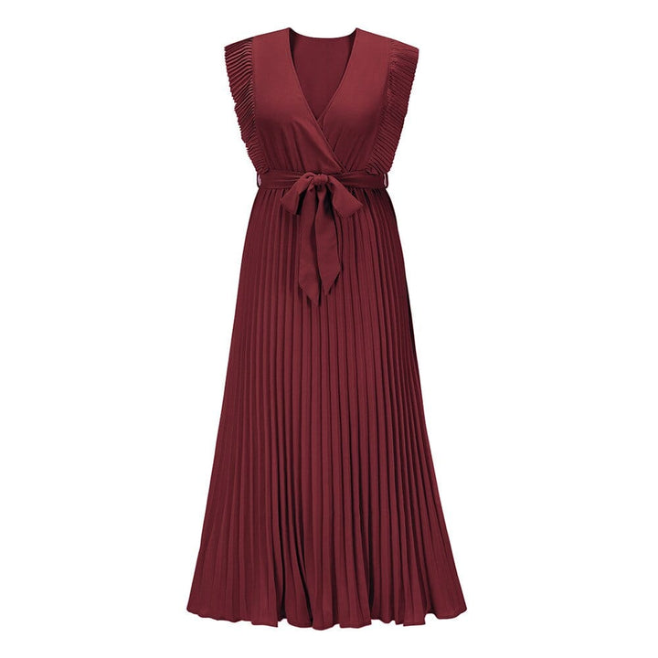 Elena Dunkelrotes Boho Festkleid mit V-Ausschnitt
