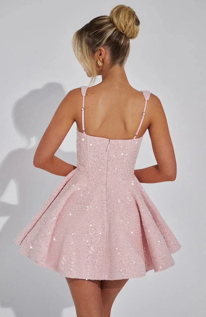 Hazel | Schickes Mini-Blush-Kleid für Damen mit eckigem Ausschnitt