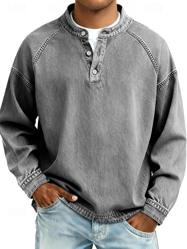 Amir | Gewaschenes Langarmshirt mit langen Ärmeln