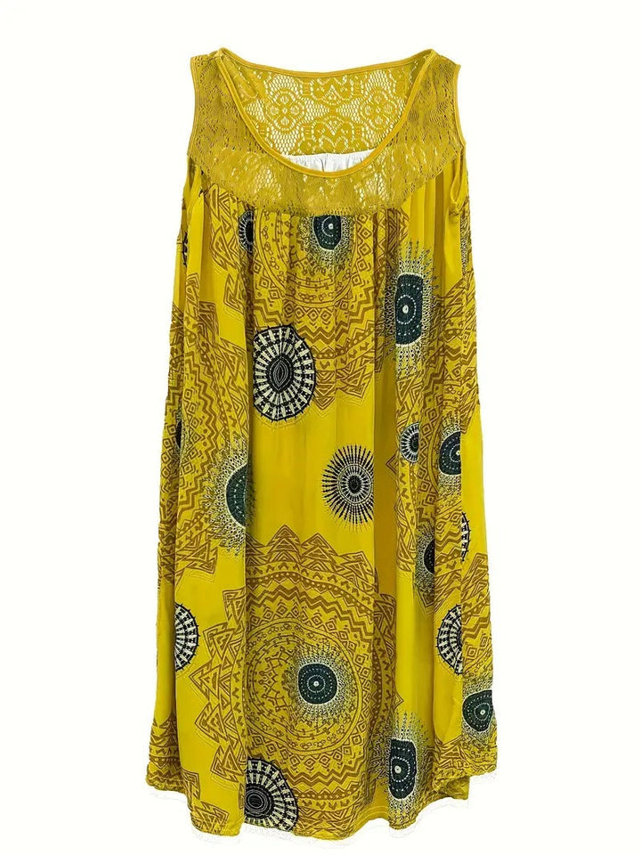 Allure | Besticktes Kleid für Damen mit Kacheldruck und Rundhalsausschnitt