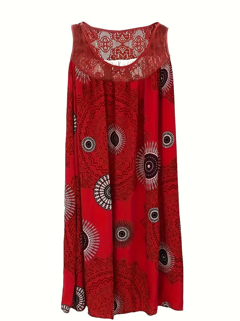 Allure | Besticktes Kleid für Damen mit Kacheldruck und Rundhalsausschnitt