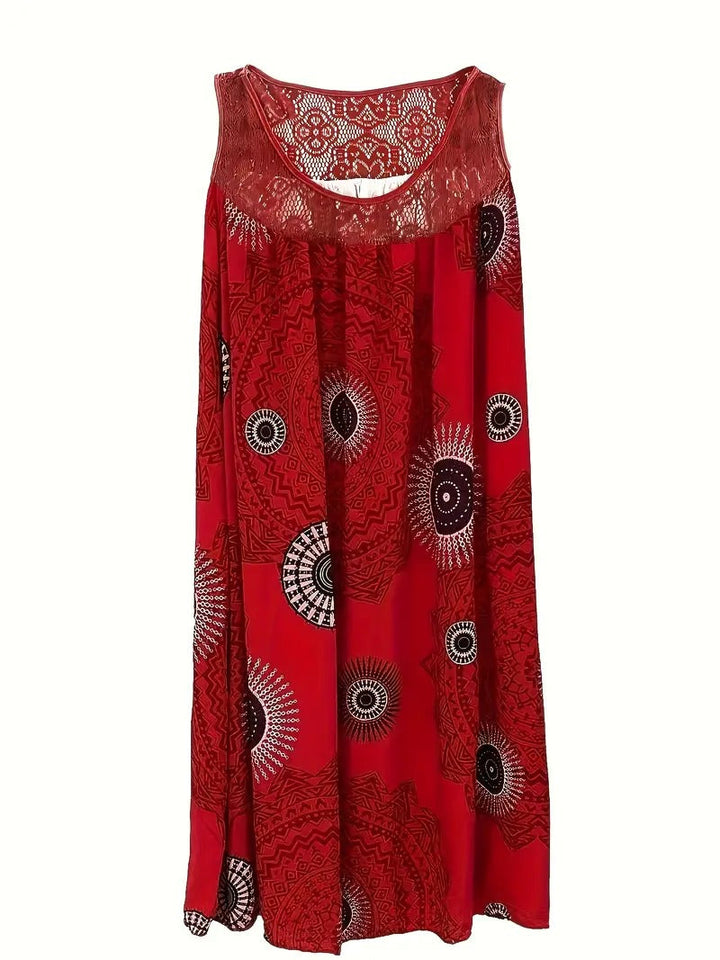 Allure | Besticktes Kleid für Damen mit Kacheldruck und Rundhalsausschnitt
