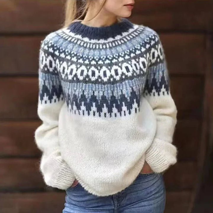 Maecey | Vintage Isländischer Pullover für Damen mit Rundhalsausschnitt