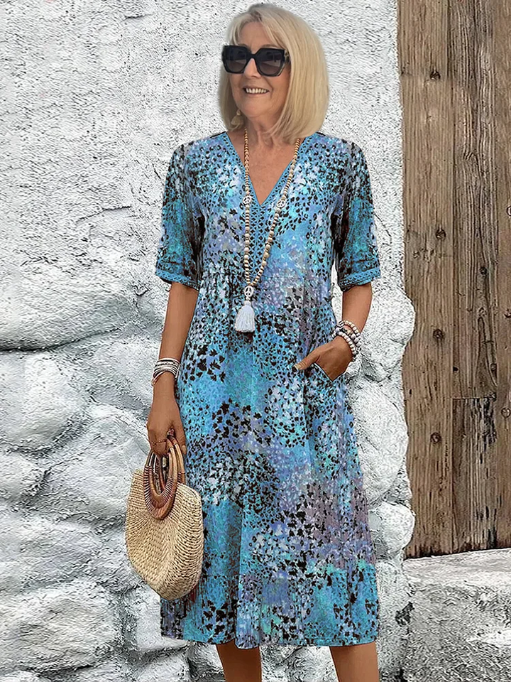 Florence | Lebhaftes Midi-Kleid mit langen Ärmeln