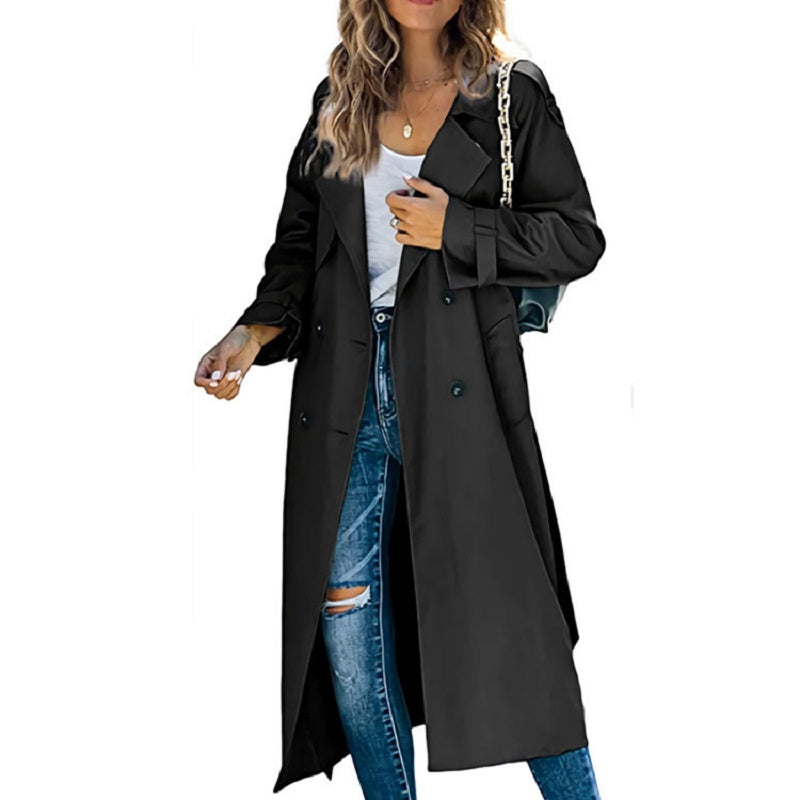 Damen Trenchcoat mit Knöpfen und langen Ärmeln