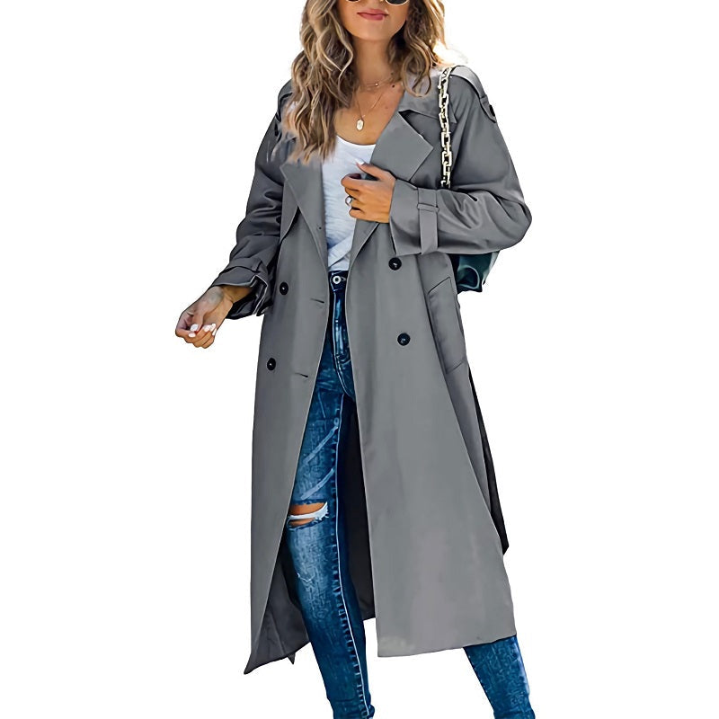 Damen Trenchcoat mit Knöpfen und langen Ärmeln