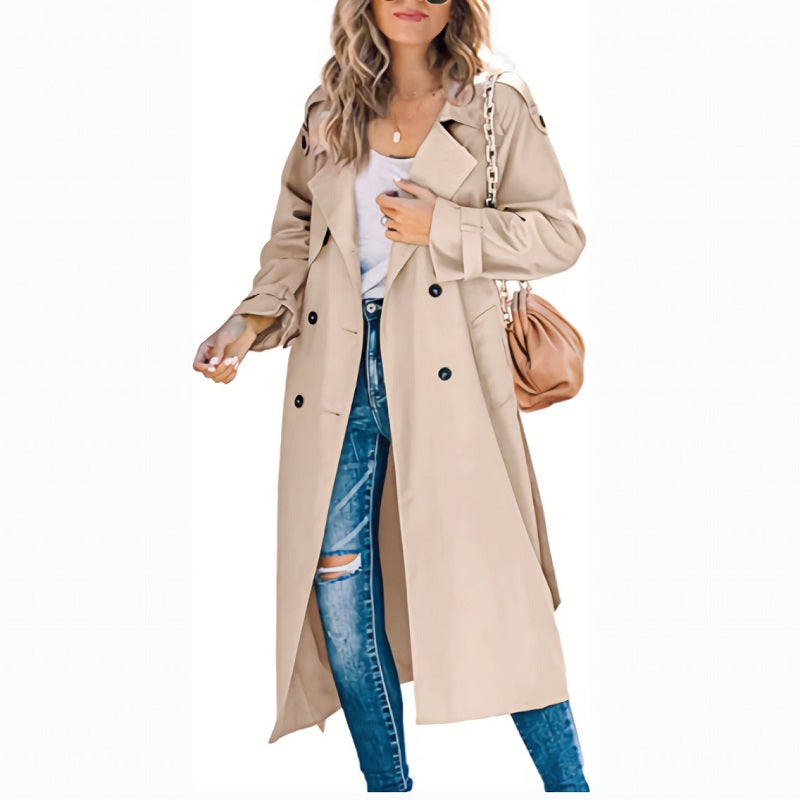 Damen Trenchcoat mit Knöpfen und langen Ärmeln