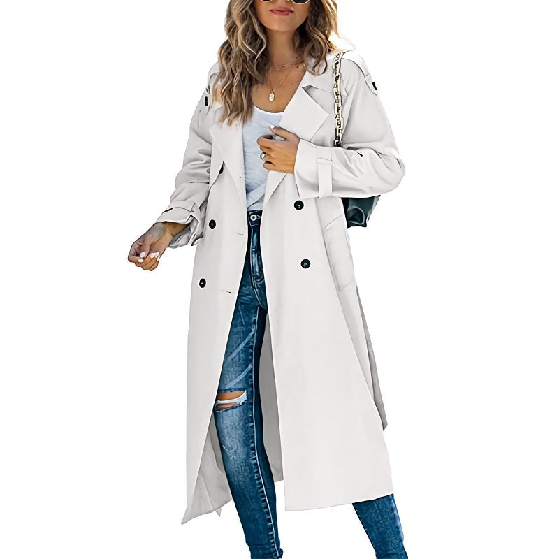 Damen Trenchcoat mit Knöpfen und langen Ärmeln