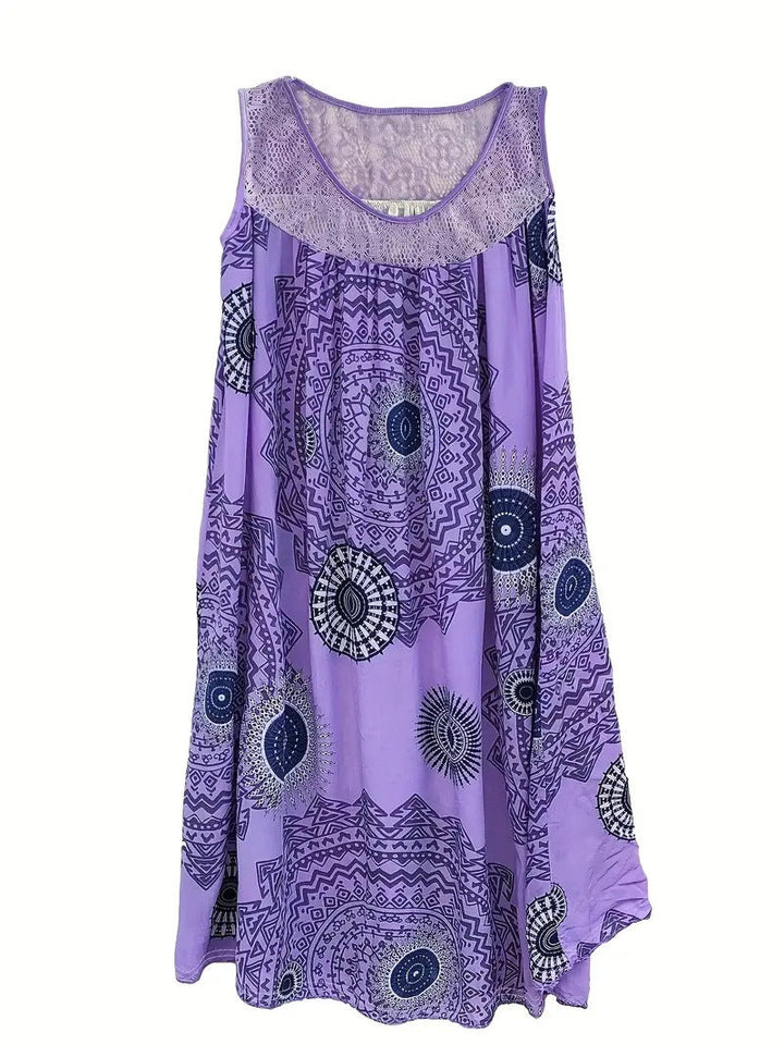 Allure | Besticktes Kleid für Damen mit Kacheldruck und Rundhalsausschnitt