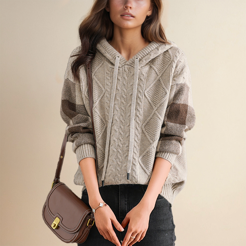 Fabiola | Jacquard-Kapuzenpullover für Damen mit langen Ärmeln