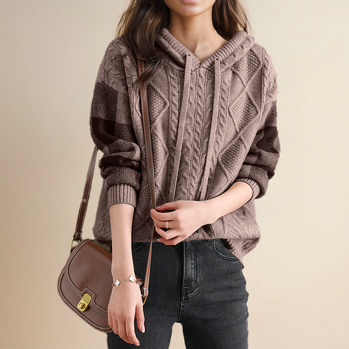 Fabiola | Jacquard-Kapuzenpullover für Damen mit langen Ärmeln
