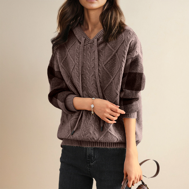 Fabiola | Jacquard-Kapuzenpullover für Damen mit langen Ärmeln