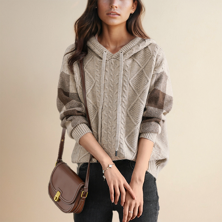 Fabiola | Jacquard-Kapuzenpullover für Damen mit langen Ärmeln