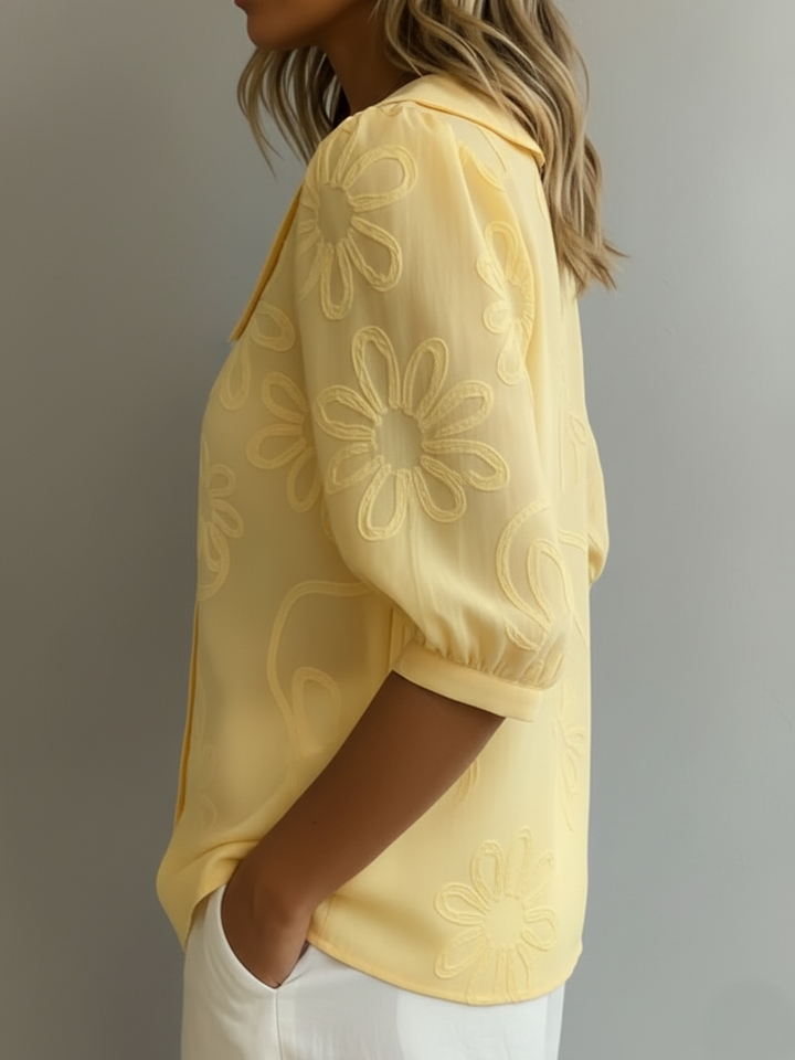 Aurélie | Leichte Bluse für Damen mit floralem Design und V-Ausschnitt