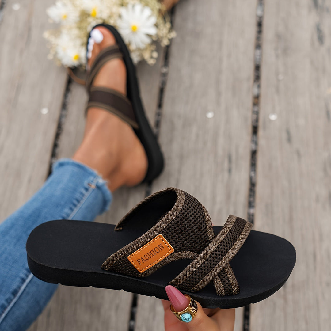 Gaia | Atmungsaktive Mesh-Slidesandalen für Damen mit flachem Absatz