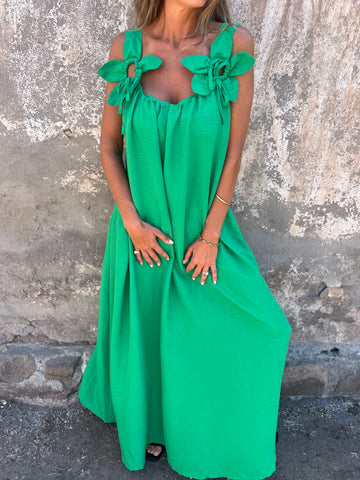 Stacey | Geblümtes Maxikleid für Damen mit U-förmigem Ausschnitt