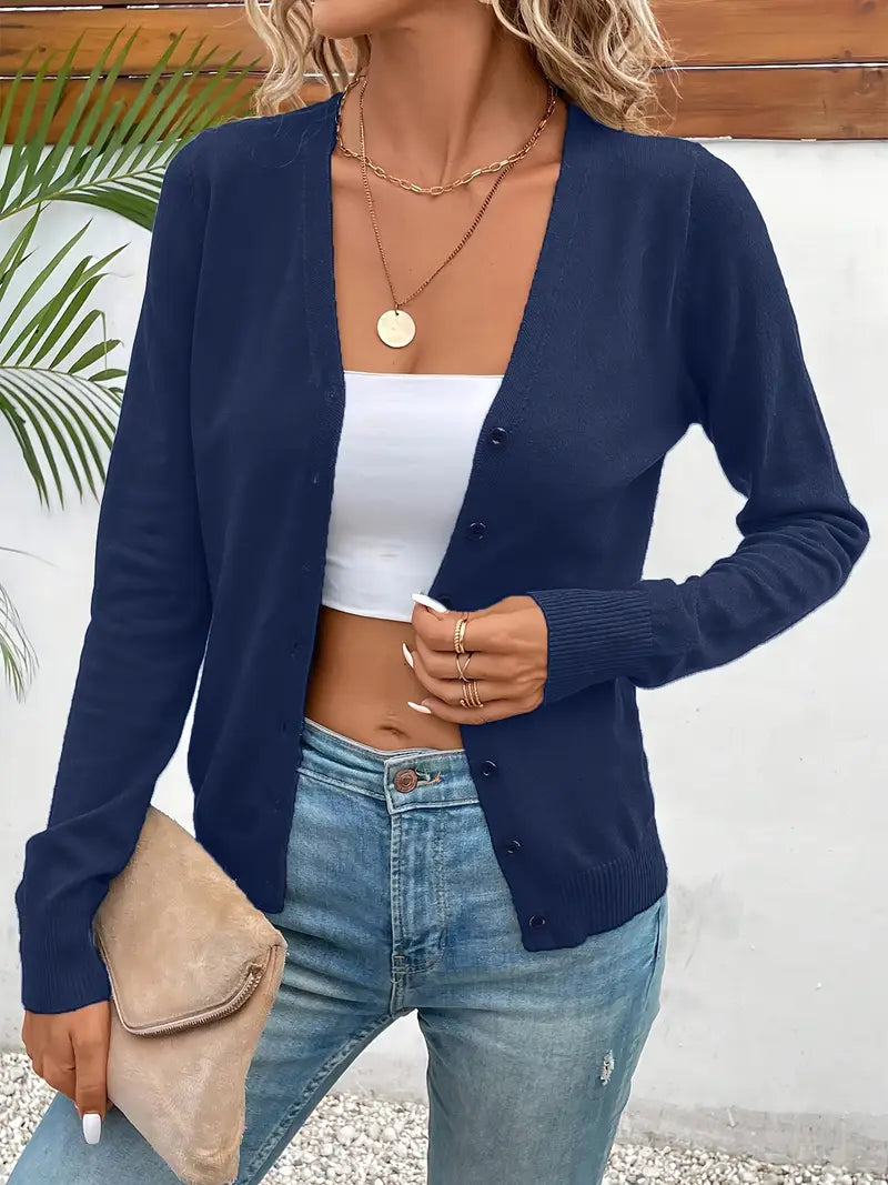 Odele | Anmutiger Minimalistischer Cardigan für Damen mit V-Ausschnitt