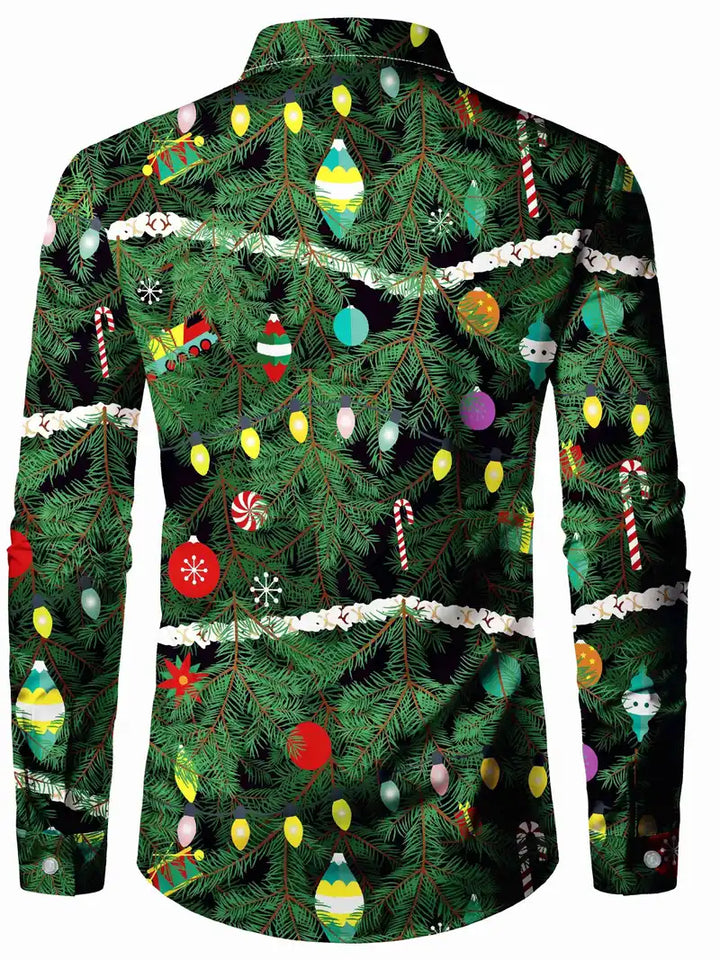 Weihnachten | Hemd für Herren mit Baummuster und langen Ärmeln