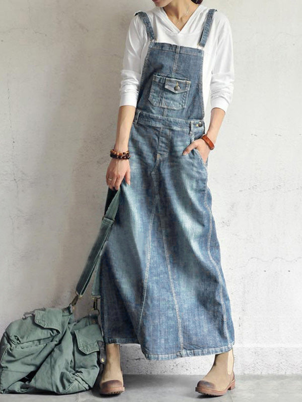 Demi | Lässiges Denim Overall Kleid für Damen mit Rundhalsausschnitt