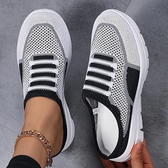 Schicke und atmungsaktive Damen Slip-On Mesh Sneakers mit flachem Absatz