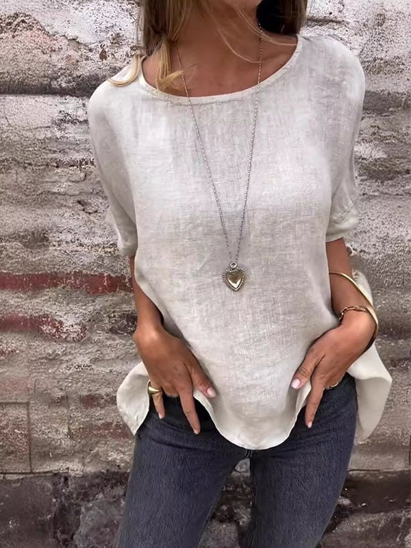Casia | Minimalistisches Entspanntes Top für Damen mit Rundhalsausschnitt