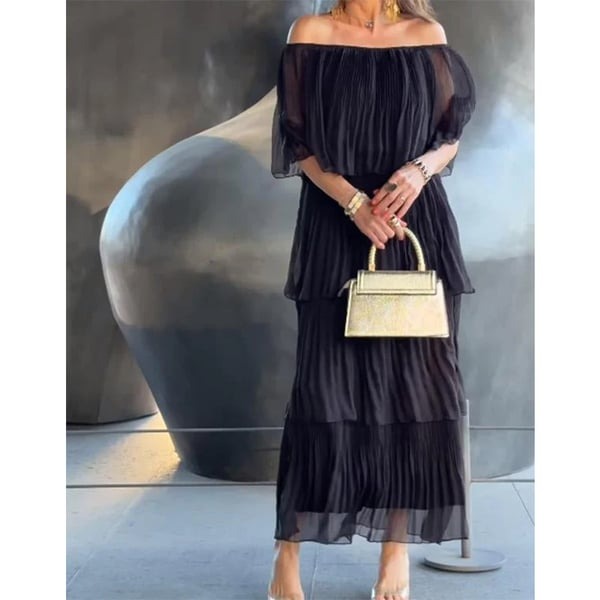 Mabeline | Geschichtetes Breeze Maxikleid für Damen mit kurzen Ärmeln