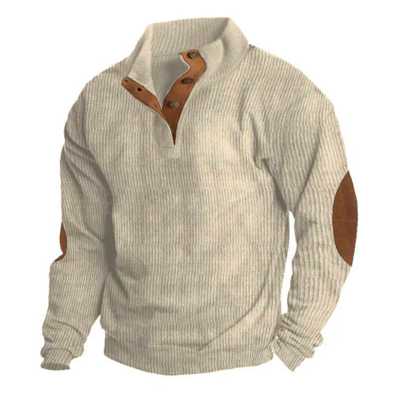 Stefano | Gerippter Knopf-Herrenpullover