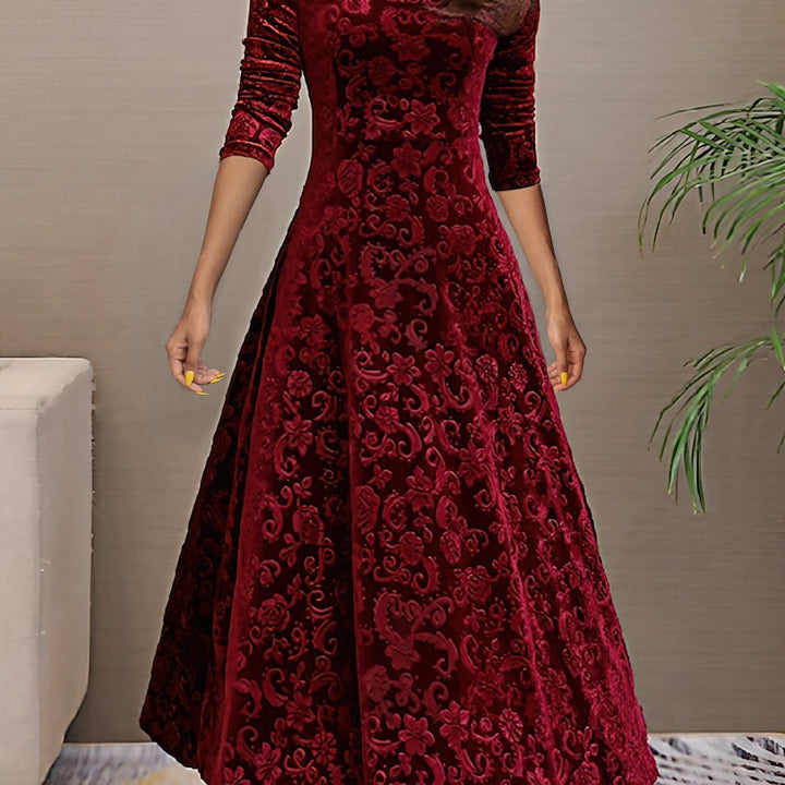 Nancy | s Feiertagskleid für Damen mit Blumenmuster und V-Ausschnitt