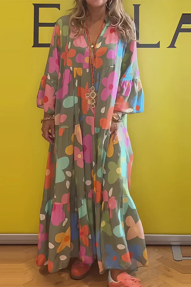 Blumentraum | Lässiges Maxikleid für Damen mit Rundhalsausschnitt