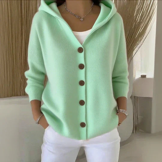 Teri | Damen Cardigan mit langen Ärmeln und Kapuze
