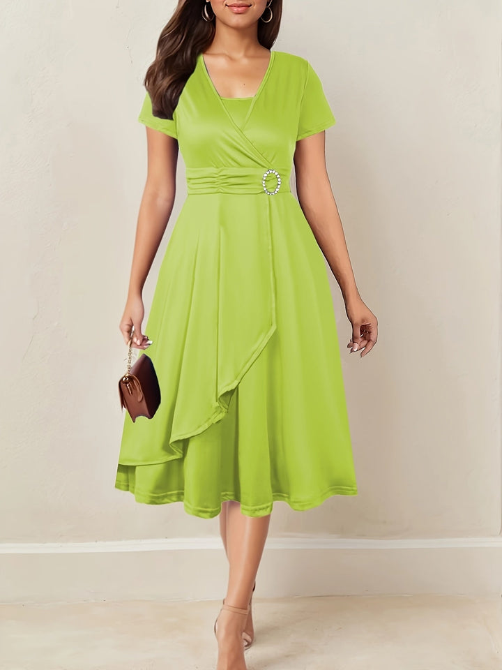 Hilda | Elegantes Abendkleid für Damen mit Strass-V-Ausschnitt
