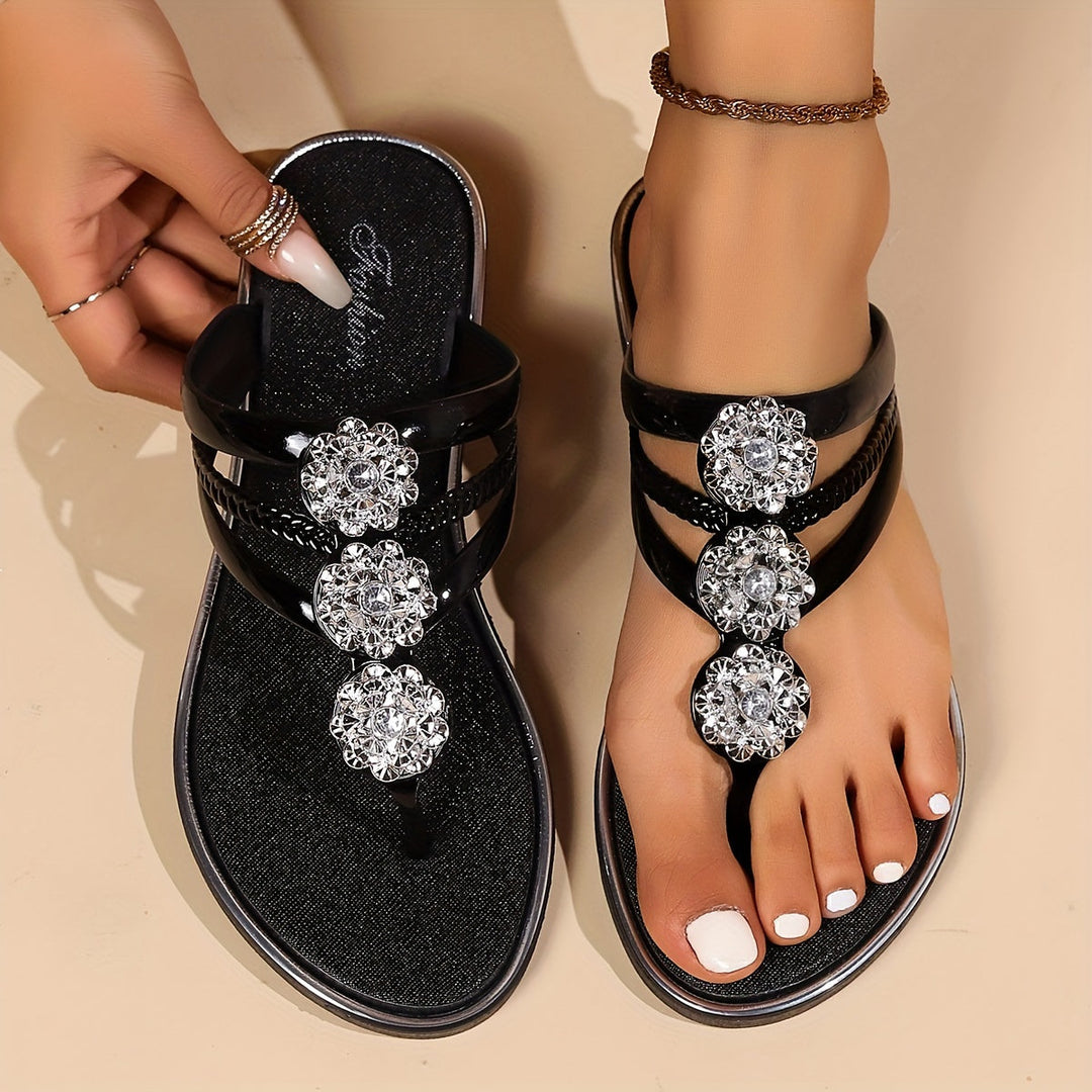Erich | Schicke Glam Sandalen für Damen mit flachem Absatz