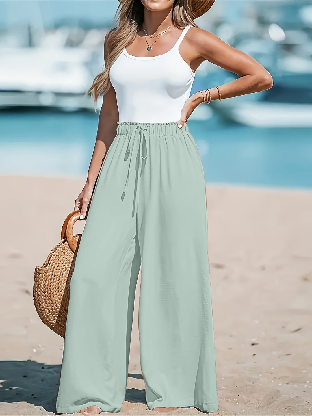 Avery | Atmungsaktive Hochtaillierte Weite Hosen für Damen