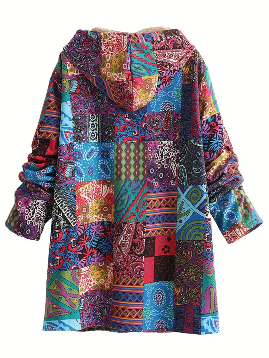 Remi | Bequeme Patchwork-Jacke für Damen mit Kapuze und langen Ärmeln